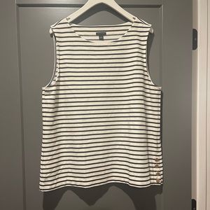 Ann Taylor Navy/Cream Shell with gold buttons